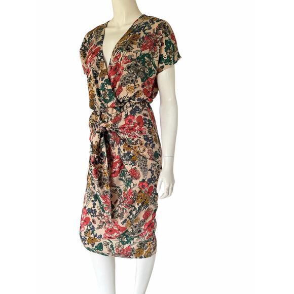 Nasty Gal Knot front Floral Midi Dress sz 8 - Picture 3 of 6